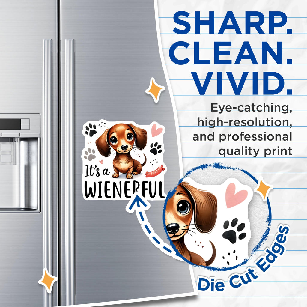 (2 Pack) Dachshund Magnets - Weinerful Dog Refrigerator Magnets - Cute Puppy Decor - 5" On Longest Side - Premium Magnet - for Cars, Refrigerators, Toolboxes, Lockers - Made in USA - MAG14887