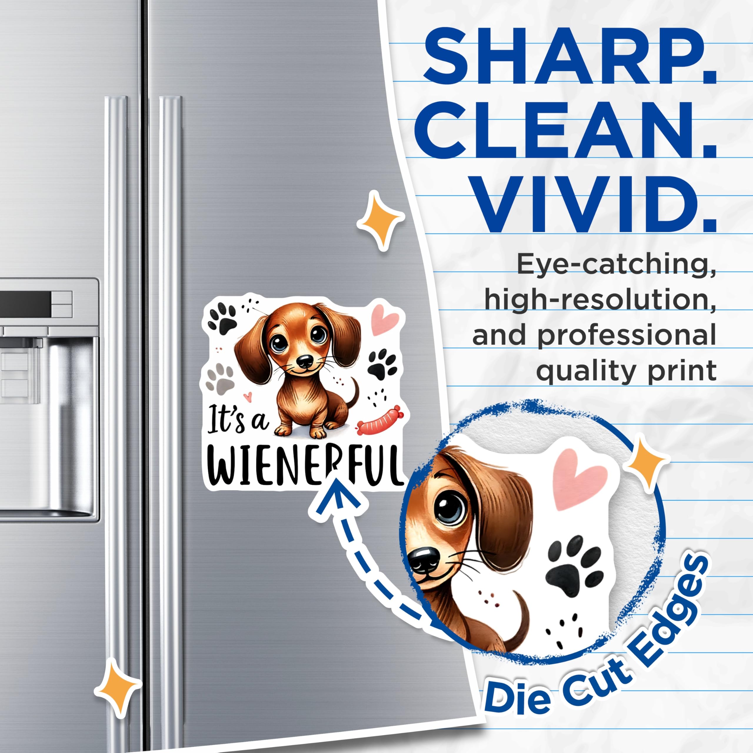 (2 Pack) Dachshund Magnets - Weinerful Dog Refrigerator Magnets - Cute Puppy Decor - 5" On Longest Side - Premium Magnet - for Cars, Refrigerators, Toolboxes, Lockers - Made in USA - MAG14887