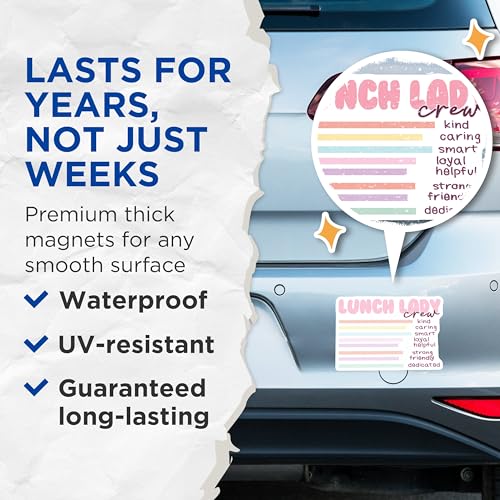 (2 Pack) Lunch Lady Crew Magnets - Kind Caring Smart - Loyal Helpful Friendly Dedicated - 5" On Longest Side - for Cars, Fridges, Toolboxes - Made in USA - MAG3631