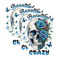 (3 Pack) Skull Decals - Floral Skull - Butterfly Decal - Beautiful Crazy - 3 Inches On Longest Side - Easy Peel & Apply - Made in USA - 3MCS6153