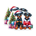 (2 Pack) Doberman Puppy Christmas Magnets - Holiday Pet Decor - Festive Dog Parent Accessories - 5 Inches On Longest Side - Thick Durable Magnet - Made in USA - MAG26739