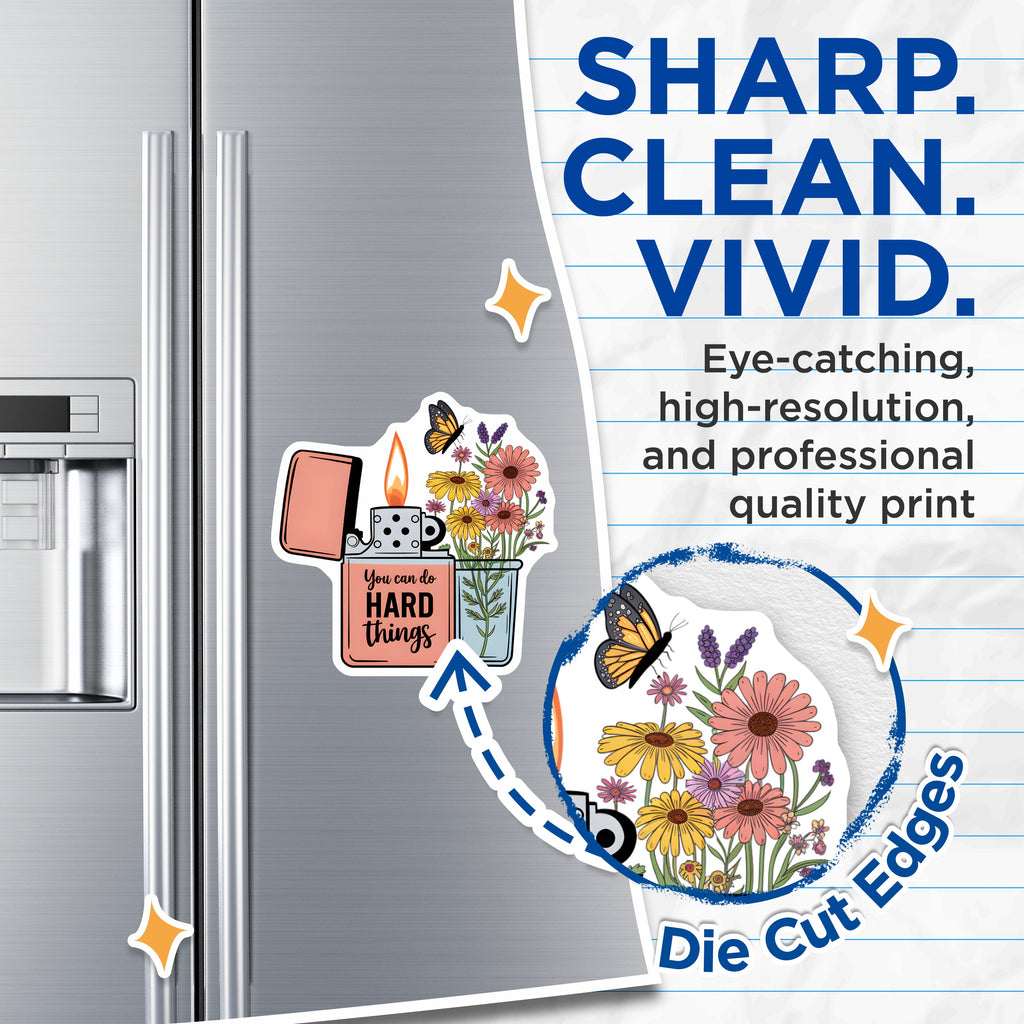 (2 Pack) You Can Do Hard Things Magnets - Motivational Floral Butterfly - Affirmation Fridge Decor - 5 Inches On Longest Side - Thick Durable Magnet - Made in USA - MAG36307