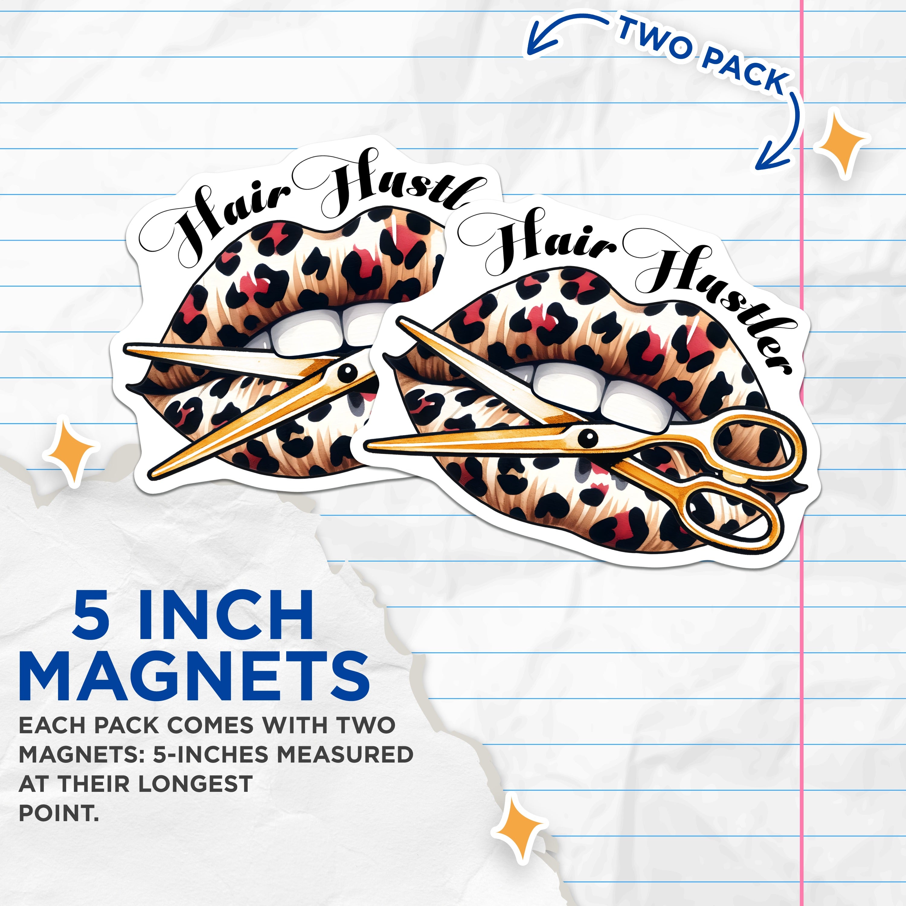(2 Pack) Hair Hustler Magnets - Hair Stylist Salon Decor - Cosmetologist Barber Appreciation Accessory - 5 Inches On Longest Side - Thick Durable Magnet - Made in USA - MAG38943