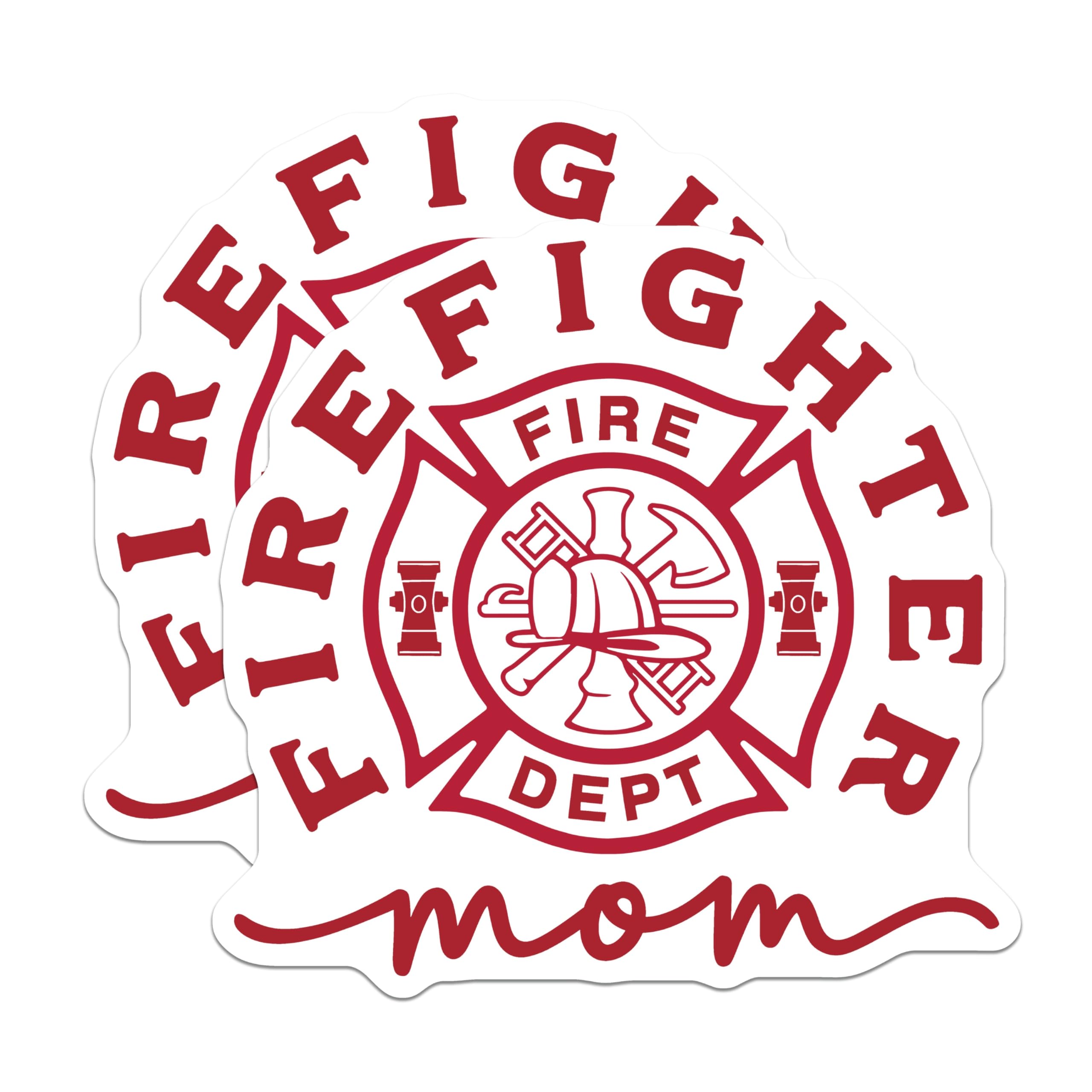 (2 Pack) Firefighter Mom Magnets - Fire Dept - Fire Rescue Supporter - 5" On Longest Side - Premium Magnet - for Cars, Refrigerators, Toolboxes, Lockers - Made in USA - MAG18907