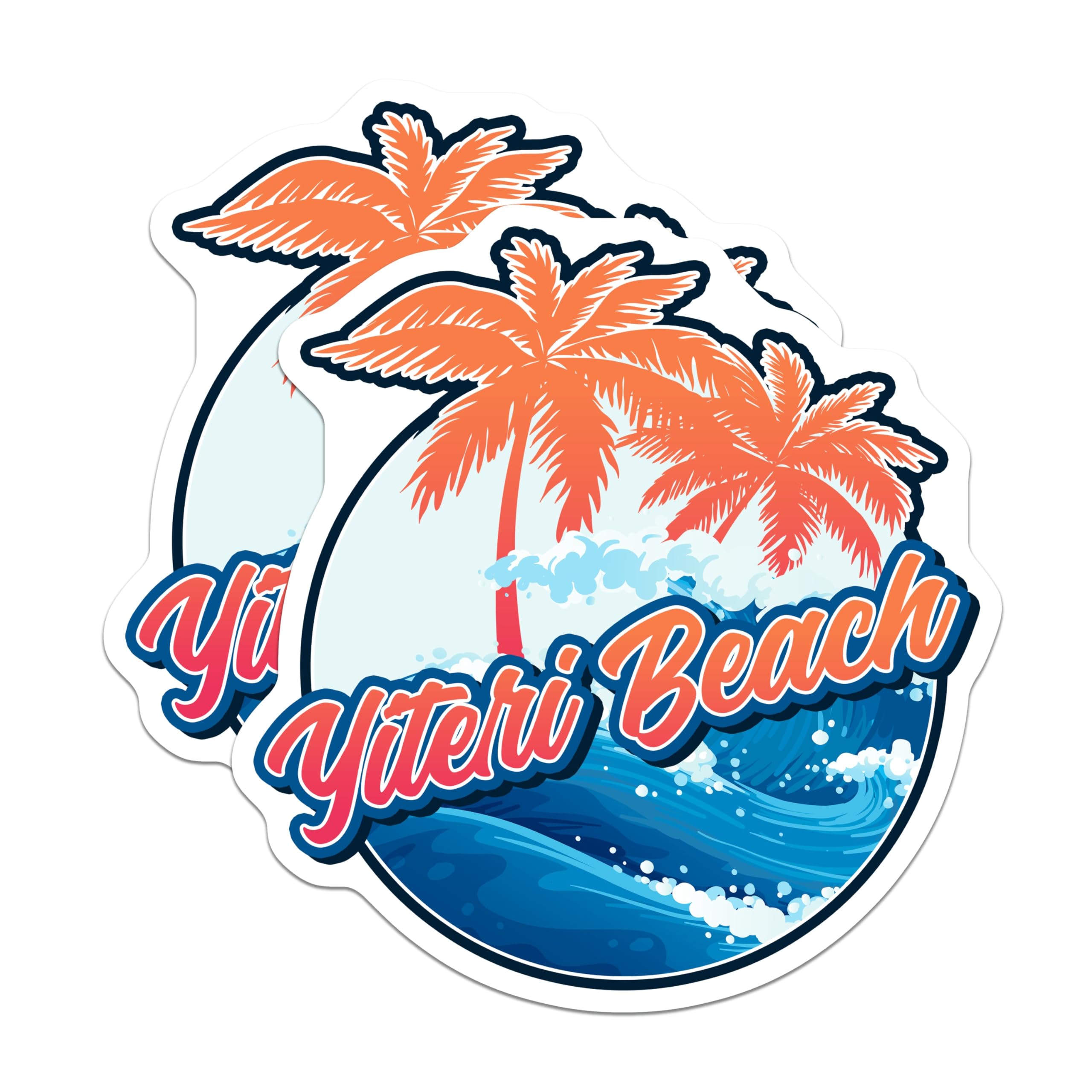 (2 Pack) Yiteri Beach Magnets - Tropical Palm Trees Ocean Waves - Summer Vacation Coastal Decor - Scenic Paradise Souvenir - 5 Inches On Longest Side - Thick Durable Magnet - Made in USA - MAG19044