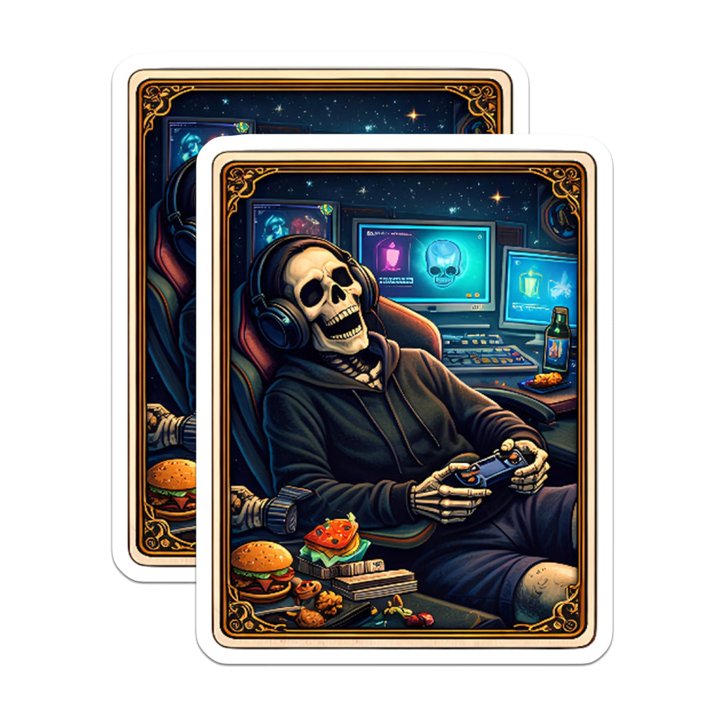 (2 Pack) Gamer Skeleton Magnets - Funny Gaming Memes - Skull Head Fridge Magnets - 5" On Longest Side - Premium Magnet - for Cars, Refrigerators, Toolboxes, Lockers - Made in USA - MAG15556