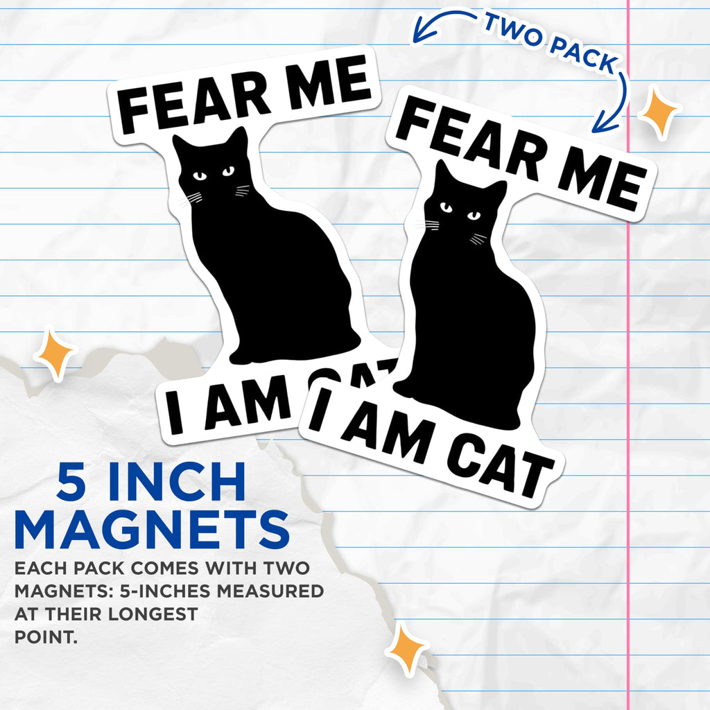 (2 Pack) Black Cat Magnets - Funny Cat Meme - Cat Lover Refrigerator Magnets - 5" On Longest Side - Premium Magnet - for Cars, Refrigerators, Toolboxes, Lockers - Made in USA - MAG15186