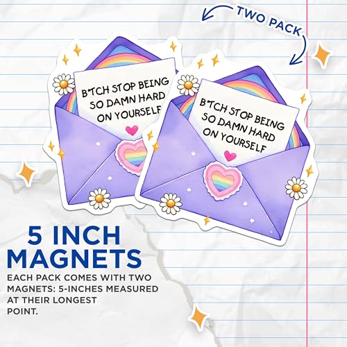 (2 Pack) Motivational Affirmation Magnets - Encouraging Words - Uplifting and Inspirational Decor - 5" On Longest Side - for Cars, Fridges, Toolboxes - Made in USA - MAG7521