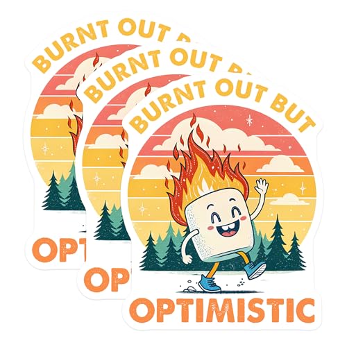 (3 Pack) Burnt Out Marshmallow Decals - Optimistic Stickers - Laptop Decals - 3 Inches On Longest Side - Easy Peel & Apply - Made in USA - 3MCS2097