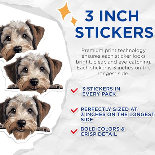 (3 Pack) Dog Breed Decals - Cute Terrier - Laptop Decal - 3 Inches On Longest Side - Easy Peel & Apply - Made in USA - 3MCS8713