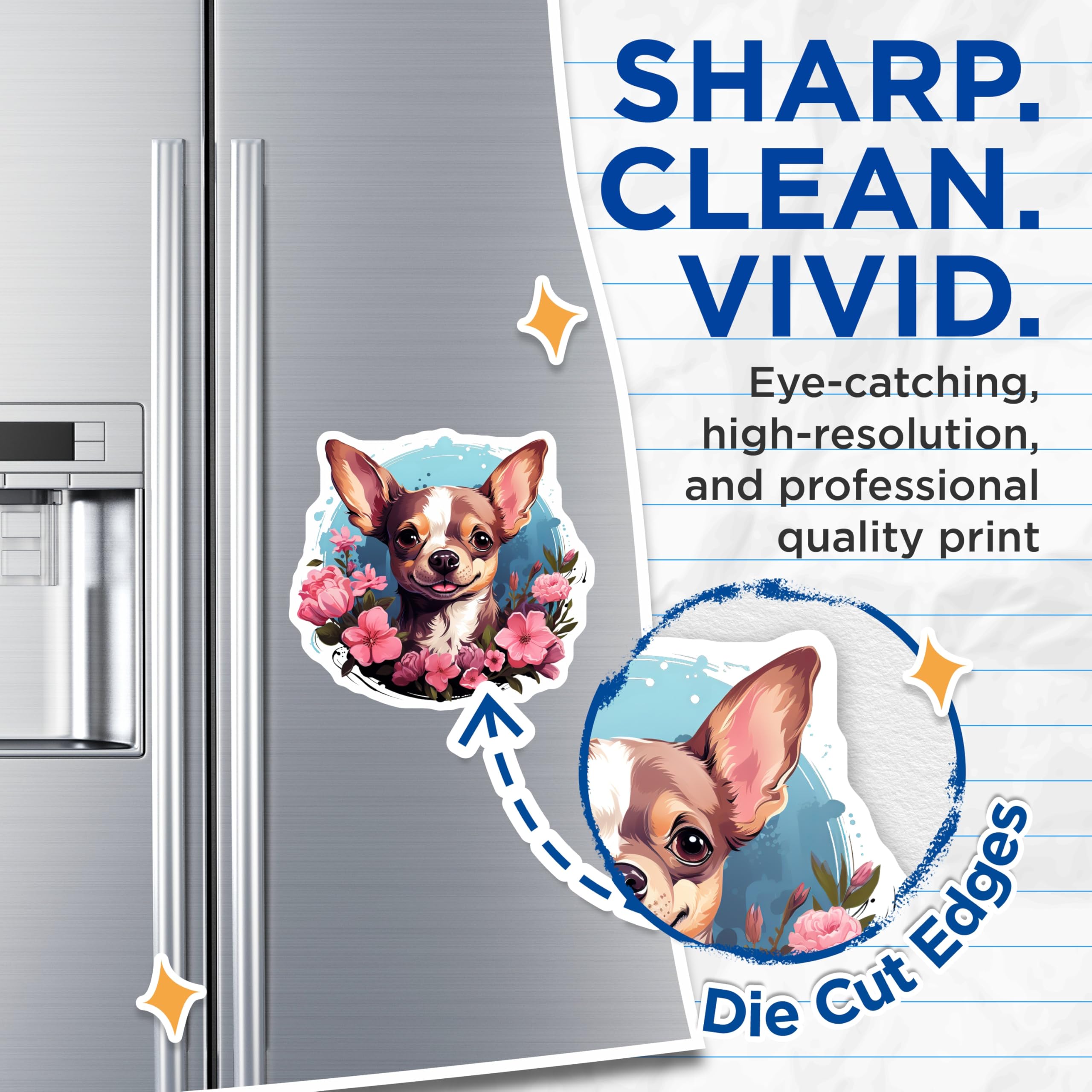 (2 Pack) Chihuahua Magnets - Dog Mom Floral Decor - Cute Puppy Fridge Accessories - Animal Lover Chihuahua Art - 5 Inches On Longest Side - Thick Durable Magnet - Made in USA - MAG30762