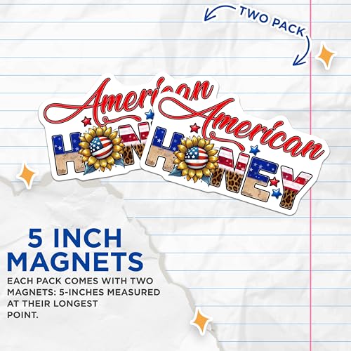 (2 Pack) American Honey Magnets - Patriotic Decor - 5" On Longest Side - for Cars, Fridges, Toolboxes - Made in USA - MAG7867