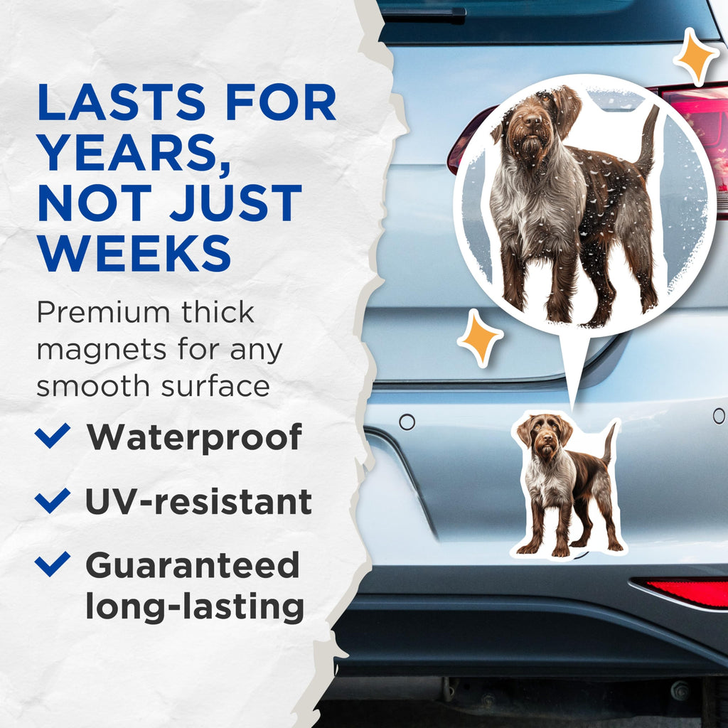 (2 Pack) German Wirehaired Pointer Magnets - Dog Breed Artwork - Pet Lover Decor for Fridge - 5 Inches On Longest Side - Thick Durable Magnet - Made in USA - MAG24018