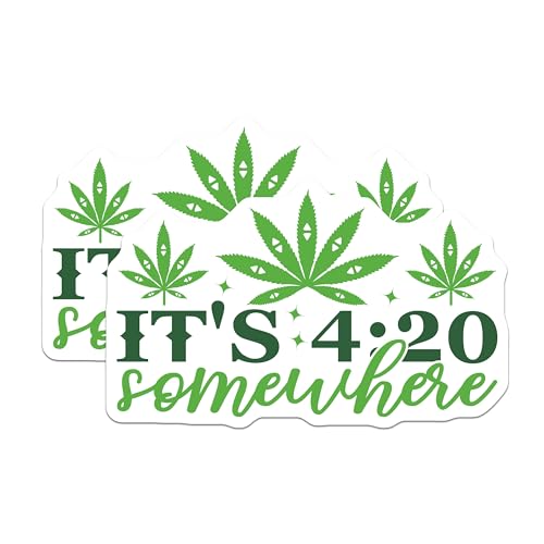 (2 Pack) It's 420 Somewhere Stickers - 5" On Longest Side - Sticks to Smooth Flat Surfaces - Made in USA - BMCS8918 - BMCS8918