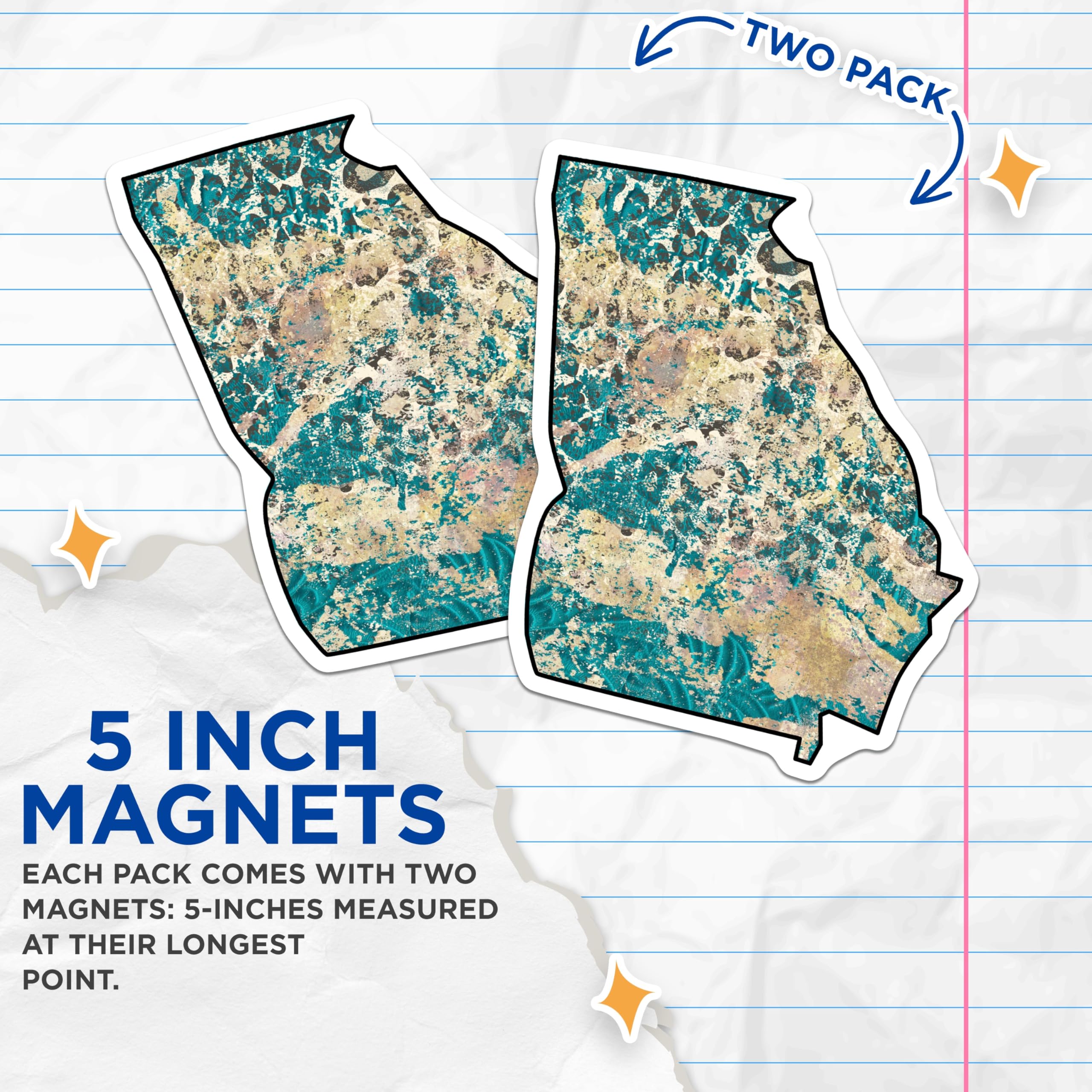 (2 Pack) Georgia State Magnets - Abstract Art - Fridge Decor - 5" On Longest Side - Premium Magnet - for Cars, Refrigerators, Toolboxes, Lockers - Made in USA - MAG17522