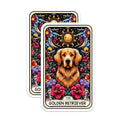 (2 Pack) Golden Retriever Dog Stickers - Floral Dog Stickers - Starry Night Dog Stickers - 5" On Longest Side - Sticks to Smooth Flat Surfaces - Made in USA - BMCS5055