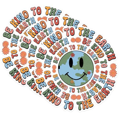 (3 Pack) Be Kind to Earth Decals - Smiley Earth - Planet Laptop Decal - 3 Inches On Longest Side - Easy Peel & Apply - Made in USA - 3MCS1690