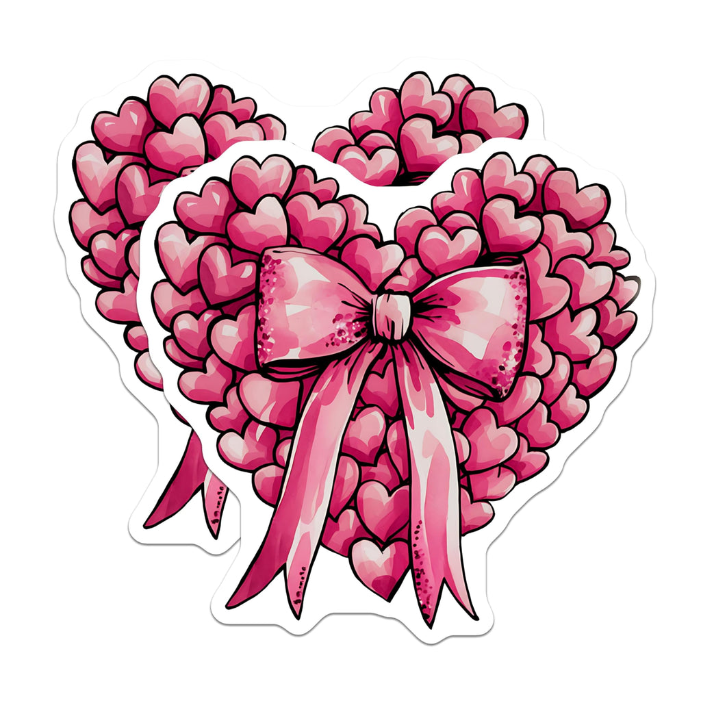 (2 Pack) Heart Shaped Pink Bow Magnets - Cute Bow Heart Magnets - Romantic Pink Heart Magnets for Fridge - 5" On Longest Side - for Cars, Refrigerators, Toolboxes, Lockers - Made in USA MAG3607