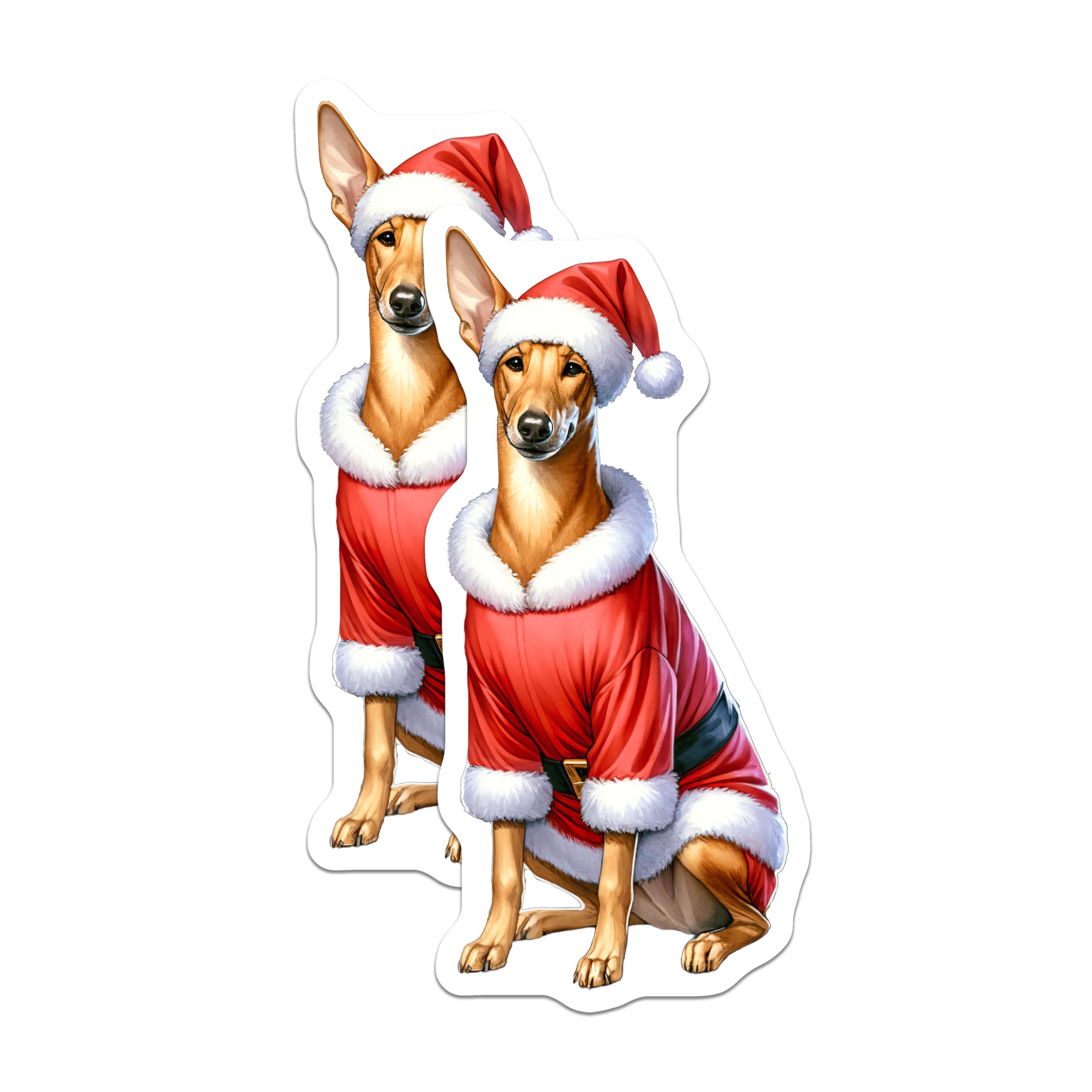 (2 Pack) Basenji Santa Dog Magnets - Christmas Holiday Pet Decor - Festive Fridge Locker Display - Dog Lover Owners - 5 Inches On Longest Side - Thick Durable Magnet - Made in USA - MAG28034
