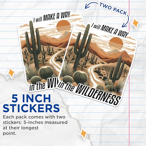 (2 Pack) Make A Way Stickers - Wilderness Adventure Stickers - Inspirational Travel Stickers - 5" On Longest Side - Sticks to Any Smooth Flat Surface - Made in USA - BMCS2835
