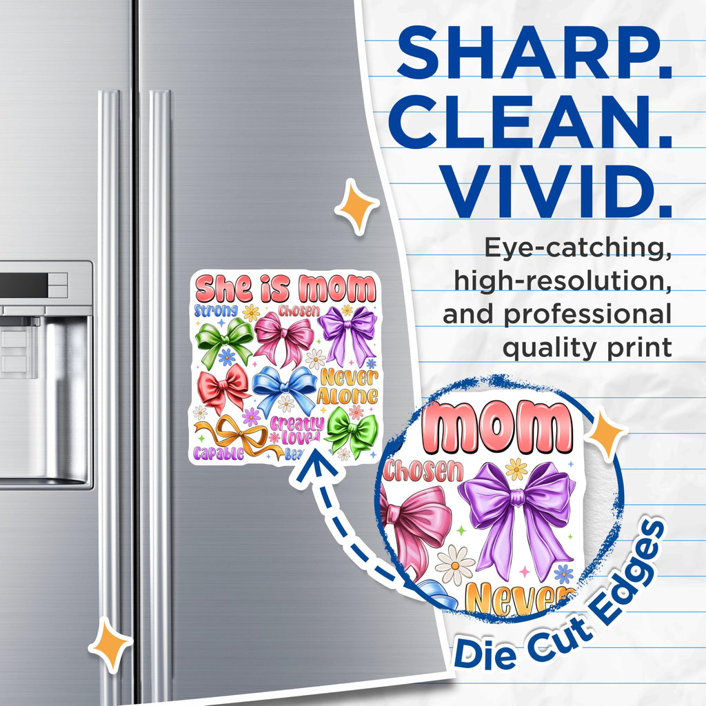 (2 Pack) She is Mom Magnets - Mom Affirmation Decor - Motherhood Inspiration - 5 Inches On Longest Side - Thick Durable Magnet - Made in USA - MAG29013