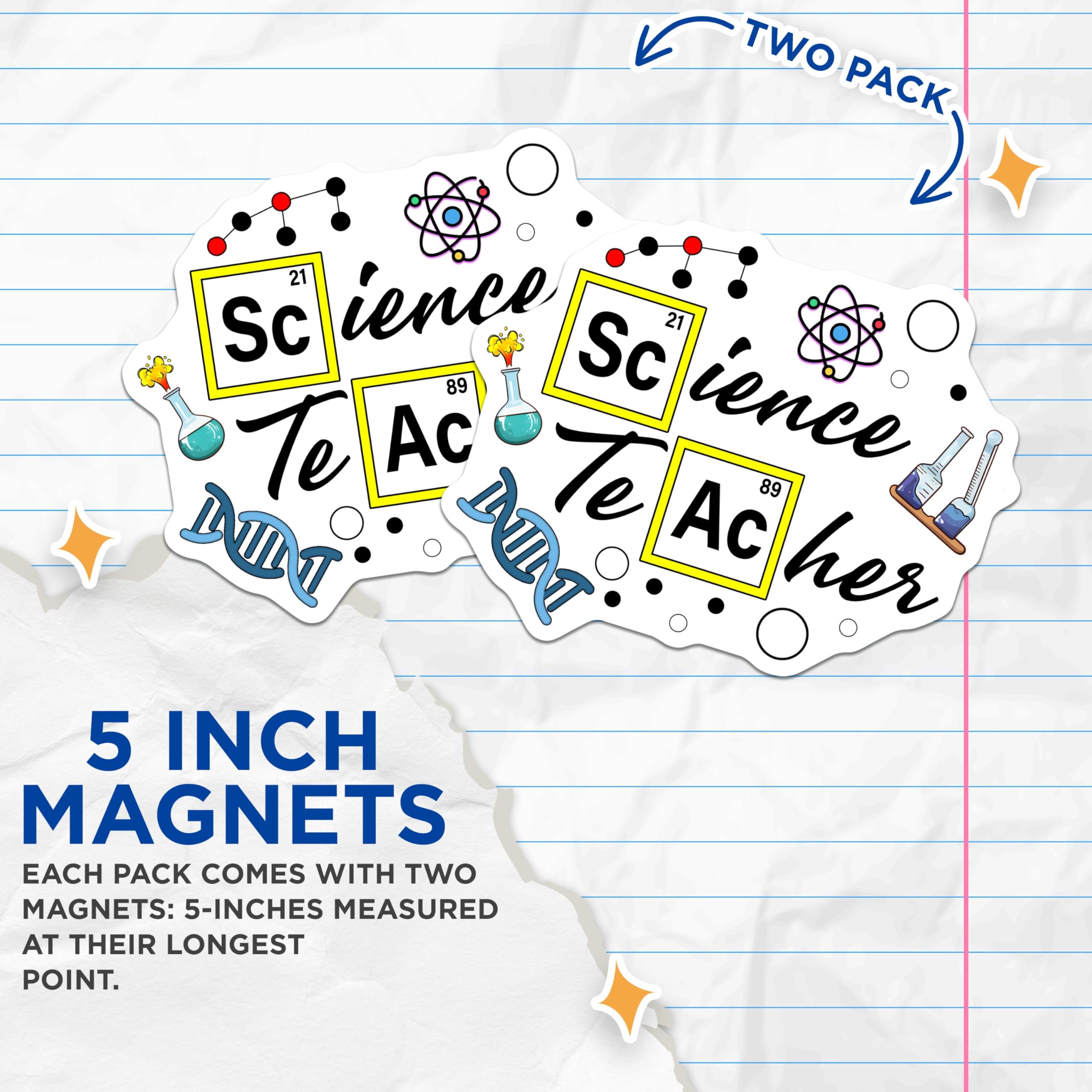 (2 Pack) Science Teacher Magnets - 5" On Longest Side - for Cars, Fridges, Toolboxes - Made in USA - MAG7839