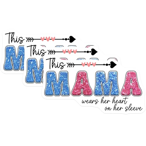 (3 Pack) This Mama Heart Sleeve Decals - Mother's Day Decor - Loving Mom Stickers - 3 Inches On Longest Side - Easy Peel & Apply - Made in USA - 3MCS6944