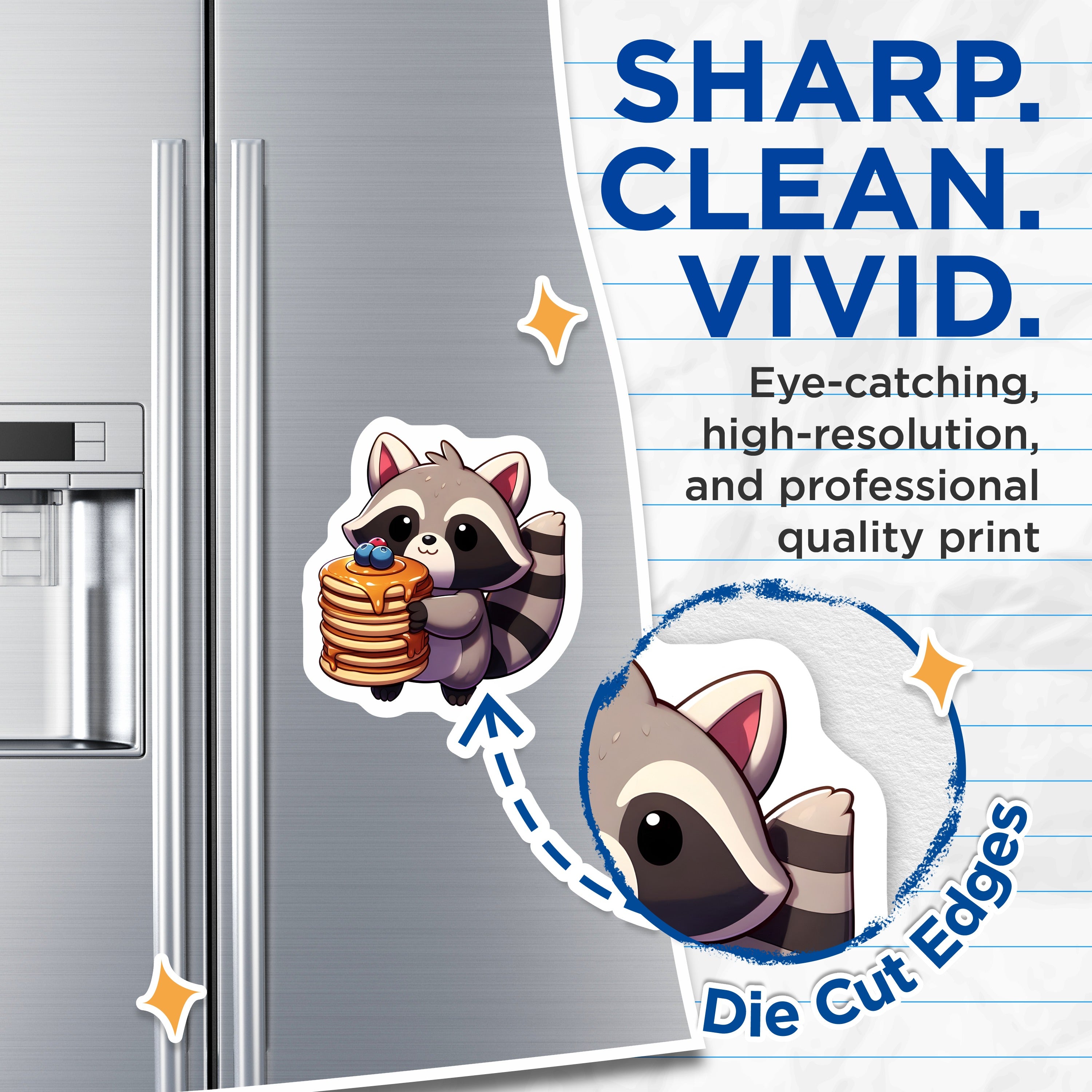 (2 Pack) Kawaii Raccoon Pancake Magnets - Cute Animal Fridge - Breakfast Foodie Locker - 5 Inches On Longest Side - Thick Durable Magnet - Made in USA - MAG37511