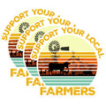 (3 Pack) Support Local Farmers Decals - Farm Animals Decal - Agriculture Decal - 3 Inches On Longest Side - Easy Peel & Apply - Made in USA - 3MCS1395