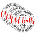 (3 Pack) Old Balls Club Decals - 60 Years Awesome - Funny Decal - 3 Inches On Longest Side - Easy Peel & Apply - Made in USA - 3MCS4001