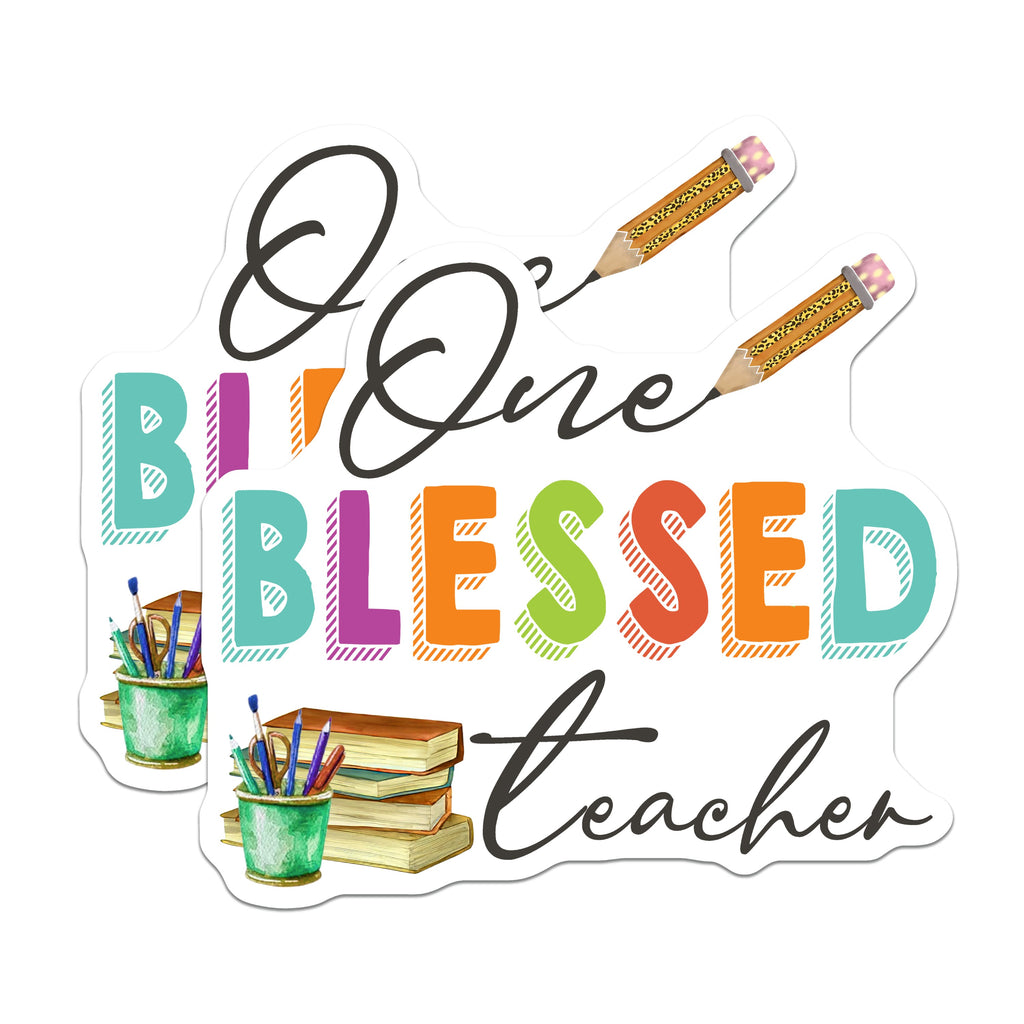 (2 Pack) One Blessed Teacher Magnets - Teacher Appreciation Decor - Back to School Supplies - 5 Inches On Longest Side - Thick Durable Magnet - Made in USA - MAG39383