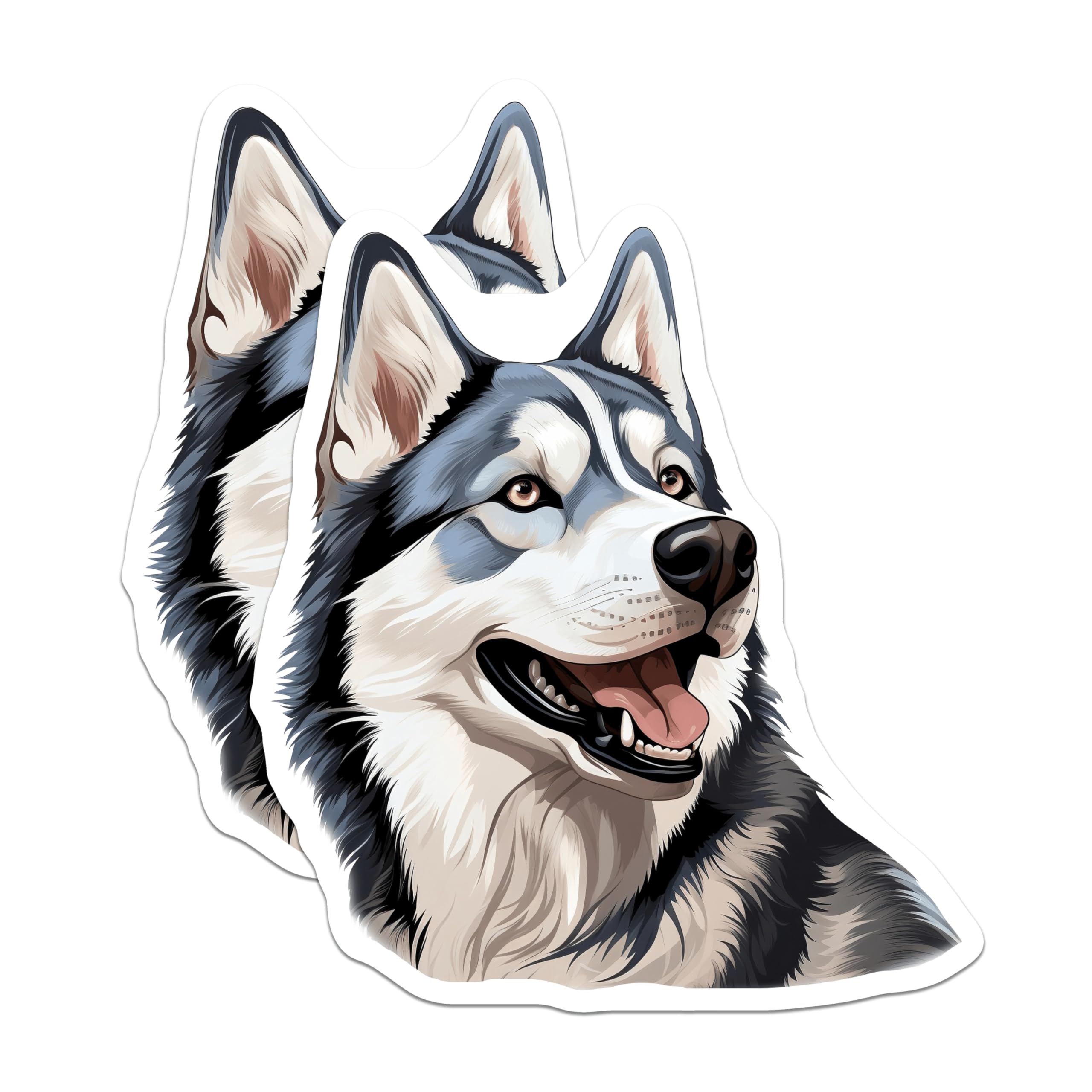 (2 Pack) Husky Dog Magnets - Siberian Husky Illustration Refrigerator - Dog Parent Decor Animal Lover - 5 Inches On Longest Side - Thick Durable Magnet - Made in USA - MAG30672