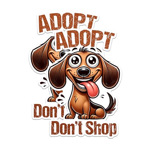 (2 Pack) Adopt Don't Shop Stickers - Dog Rescue Stickers - Cute Dog Decal Stickers - 5" On Longest Side - Sticks to Any Smooth Flat Surface - Made in USA - BMCS2809