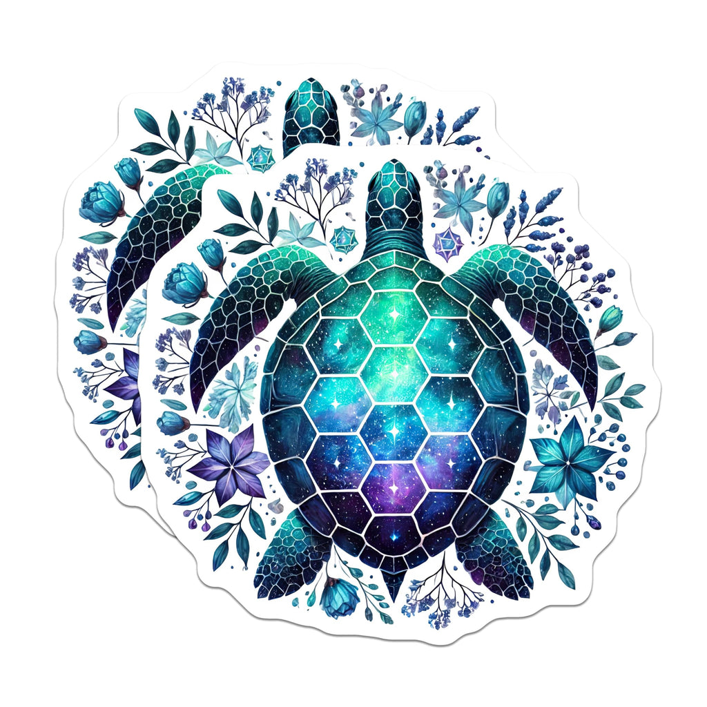 (2 Pack) Turtle Mandala Stickers - Nature Art Stickers - Sea Life Sticker - 5" On Longest Side - Sticks to Smooth Flat Surfaces - Made in USA - BMCS4496