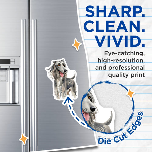 (2 Pack) Afghan Hound Magnets - Watercolor Dog Art - Pet Lover Decor - Canine Breed Home Accent - Refrigerator Magnet Set - 5 Inches On Longest Side - Thick Durable Magnet - Made in USA - MAG38373