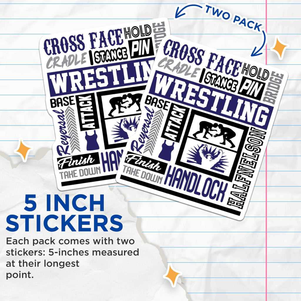 (2 Pack) Wrestling Stickers - Wrestling Motivational Decals - Wrestling Training Quotes - 5" On Longest Side - Sticks to Smooth Flat Surfaces - Made in USA - BMCS5286