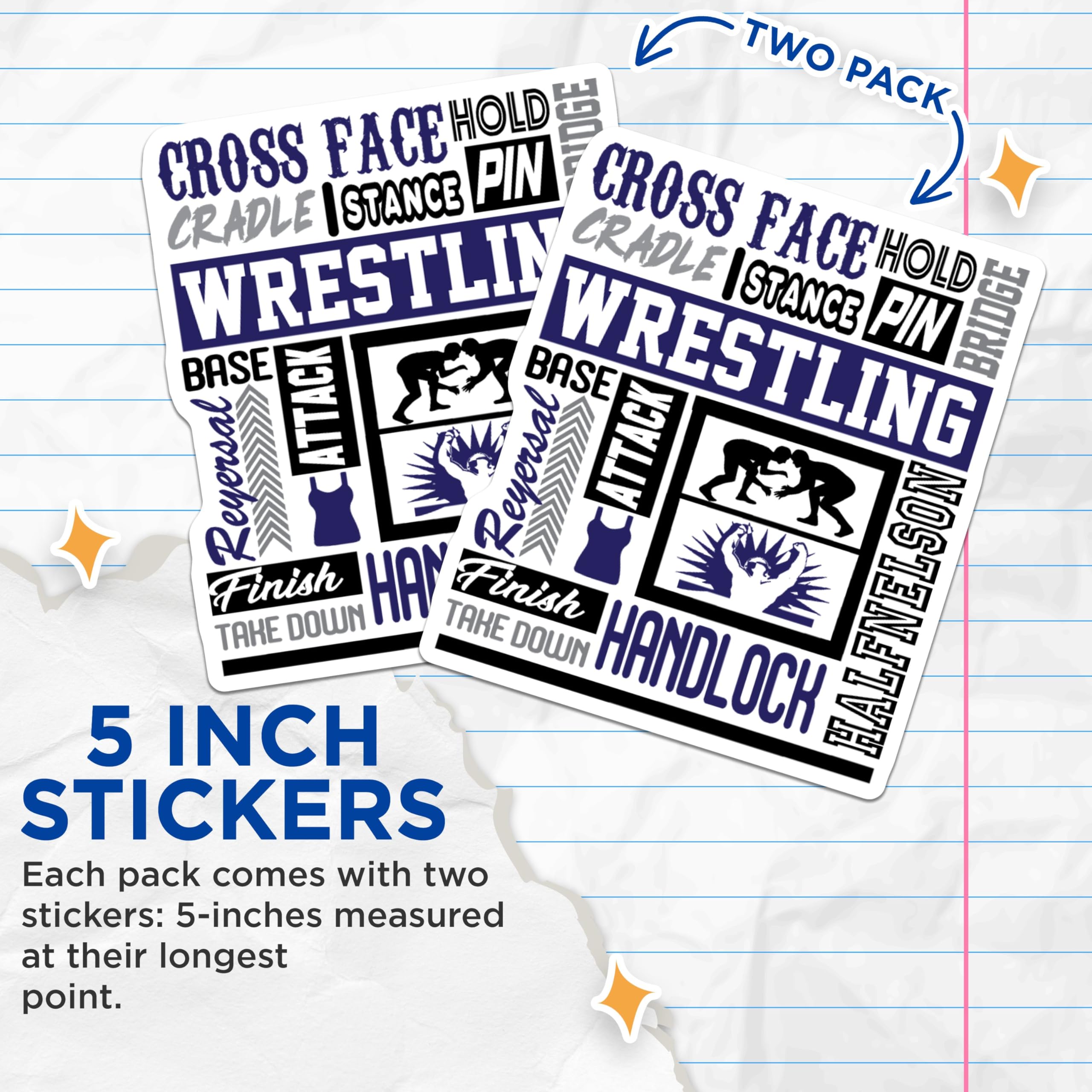 (2 Pack) Wrestling Stickers - Wrestling Motivational Decals - Wrestling Training Quotes - 5" On Longest Side - Sticks to Smooth Flat Surfaces - Made in USA - BMCS5286