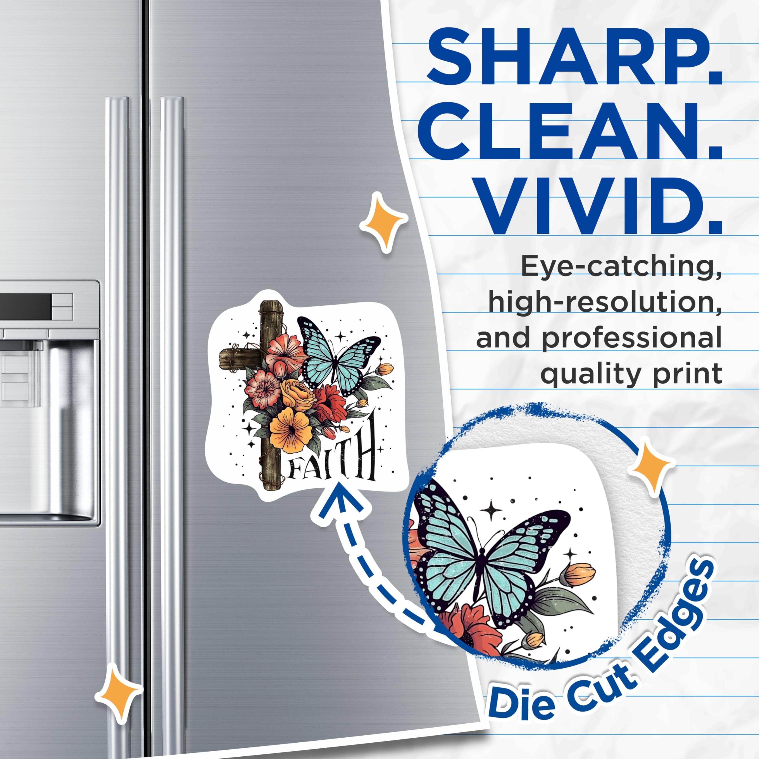 (2 Pack) Cross with Butterflies and Roses Faith Based Magnets - Hope Inspiring Faith Magnets - 5 Inches On Longest Side - Premium Decal - for Cars, Refrigerators, Toolboxes - Made in USA - MAG2203