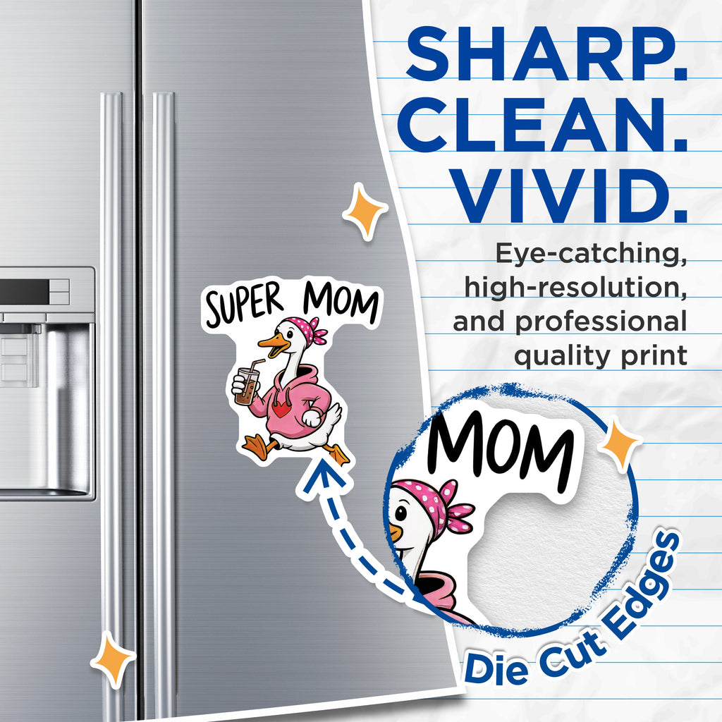 (2 Pack) Super Mom Goose Magnets - Busy Mama Duck Cartoon - Mother's Day Fridge Decor - Fun Mom Appreciation Gift Ideas - 5 Inches On Longest Side - Thick Durable Magnet - Made in USA - MAG37830