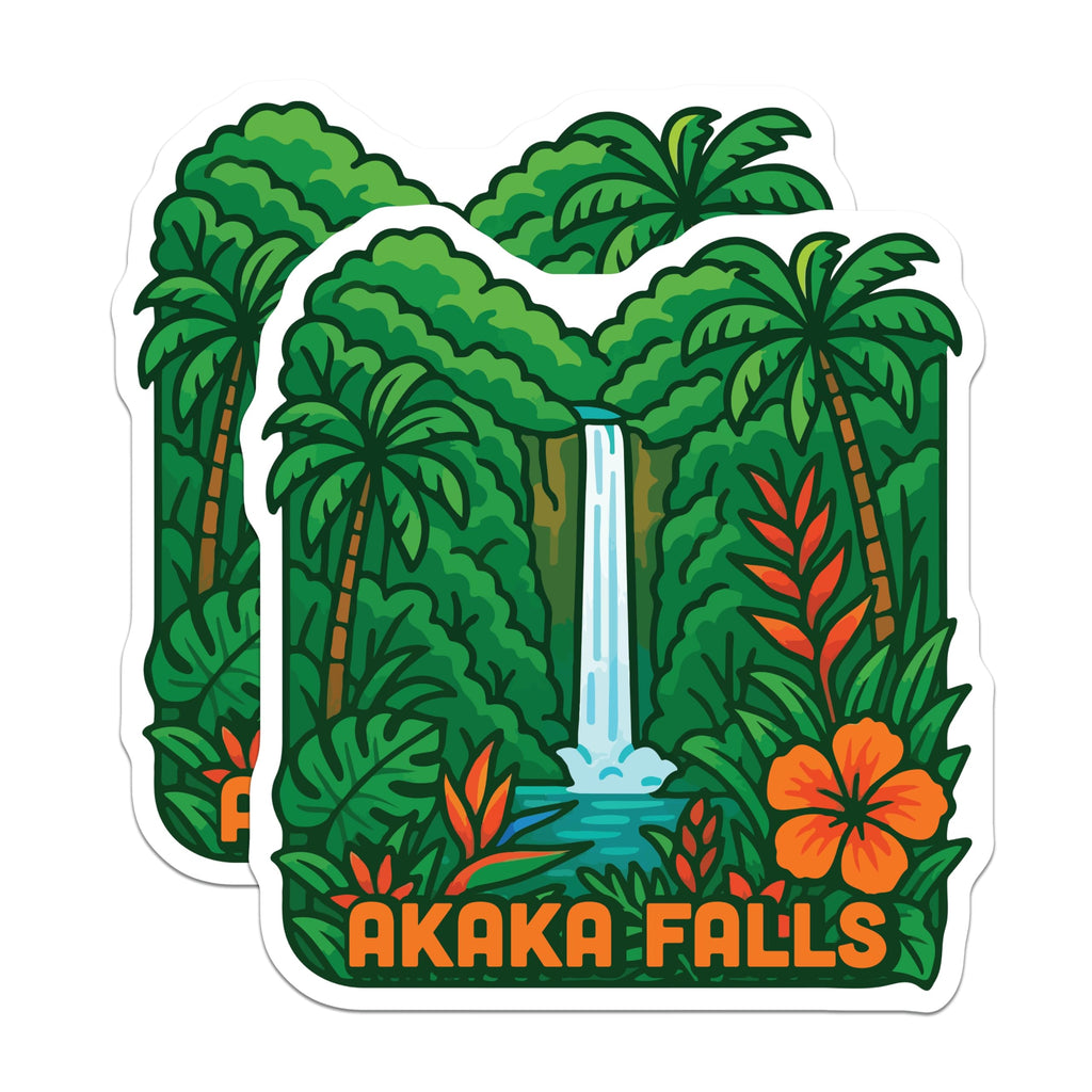 (2 Pack) Akaka Falls Magnets - Hawaii Island Travel Souvenirs - Tropical Waterfall Landscape Fridge Decor - 5 Inches On Longest Side - Thick Durable Magnet - Made in USA - MAG19991