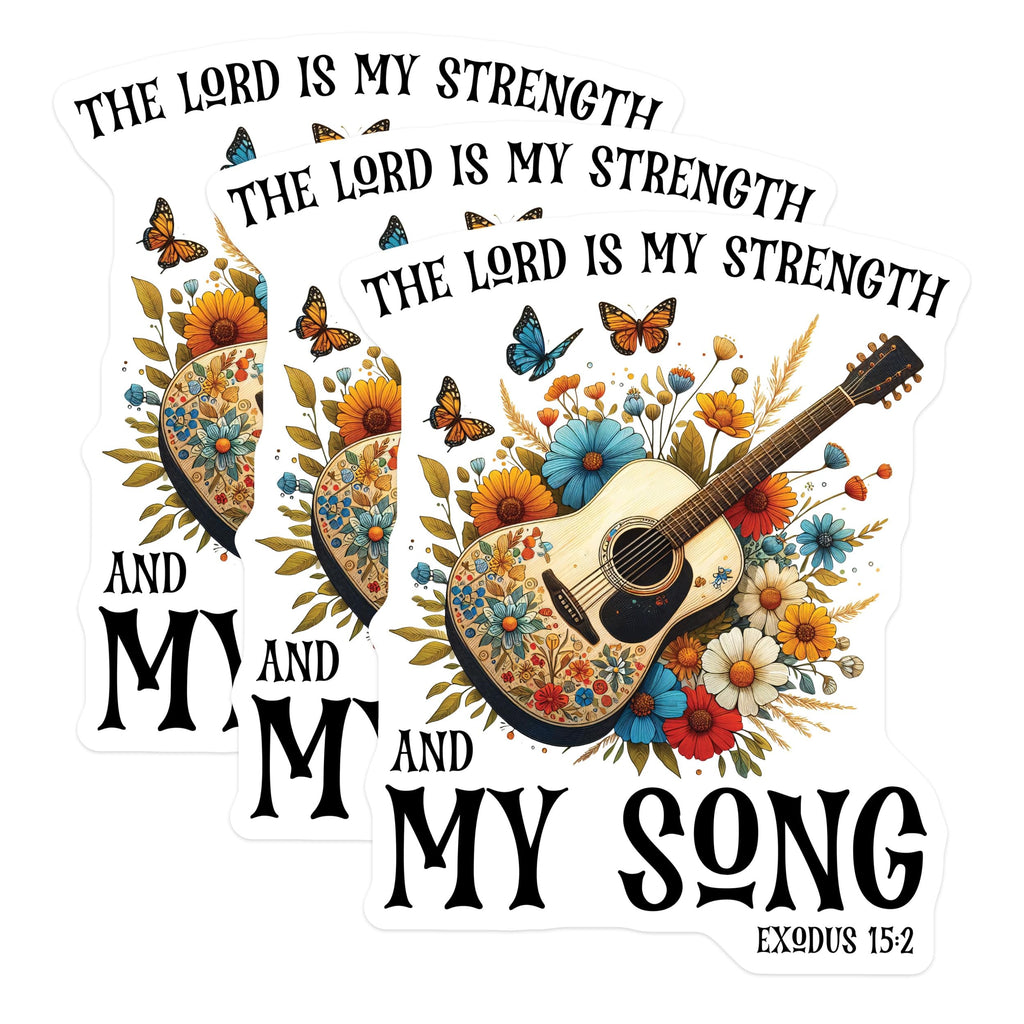 (3 Pack) Guitar Verse Decals - Christian Laptop - Floral Guitar Decals - 3 Inches On Longest Side - Easy Peel & Apply - Made in USA - 3MCS2522