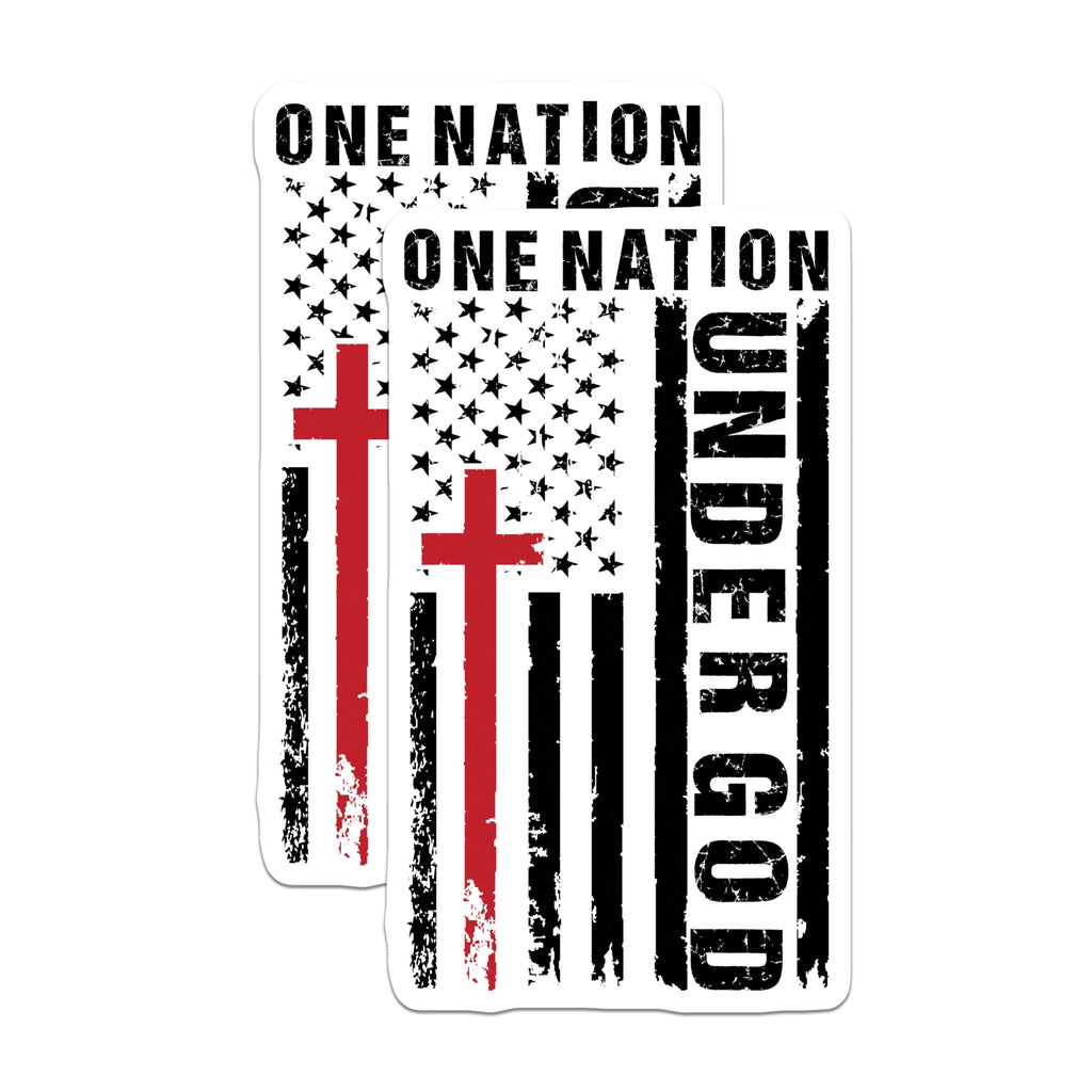(2 Pack) One Nation Under God Magnets - Christian American Flag - Faith Patriotic Decor - 5 Inches On Longest Side - Thick Durable Magnet - Made in USA - MAG28591