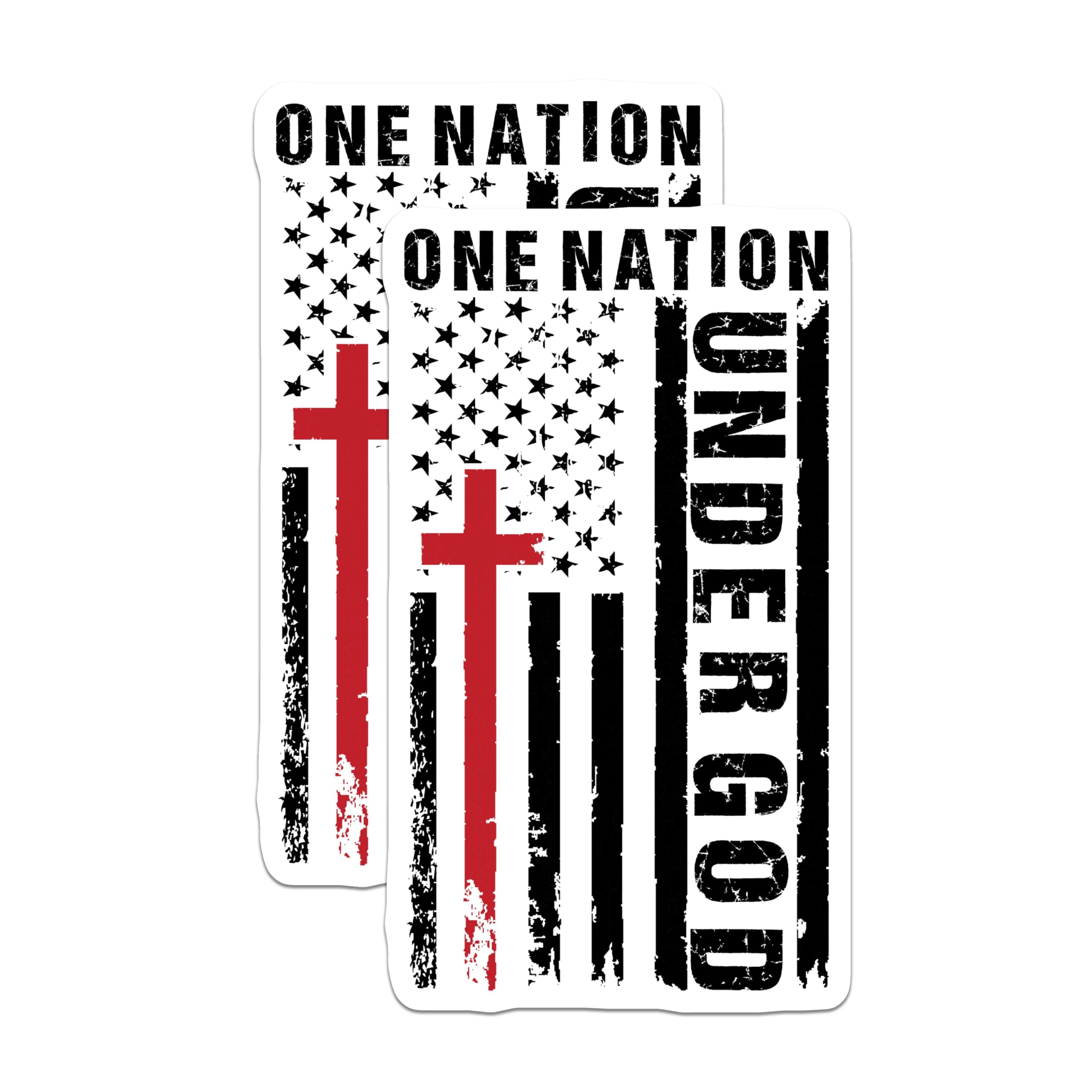 (2 Pack) One Nation Under God Magnets - Christian American Flag - Faith Patriotic Decor - 5 Inches On Longest Side - Thick Durable Magnet - Made in USA - MAG28591