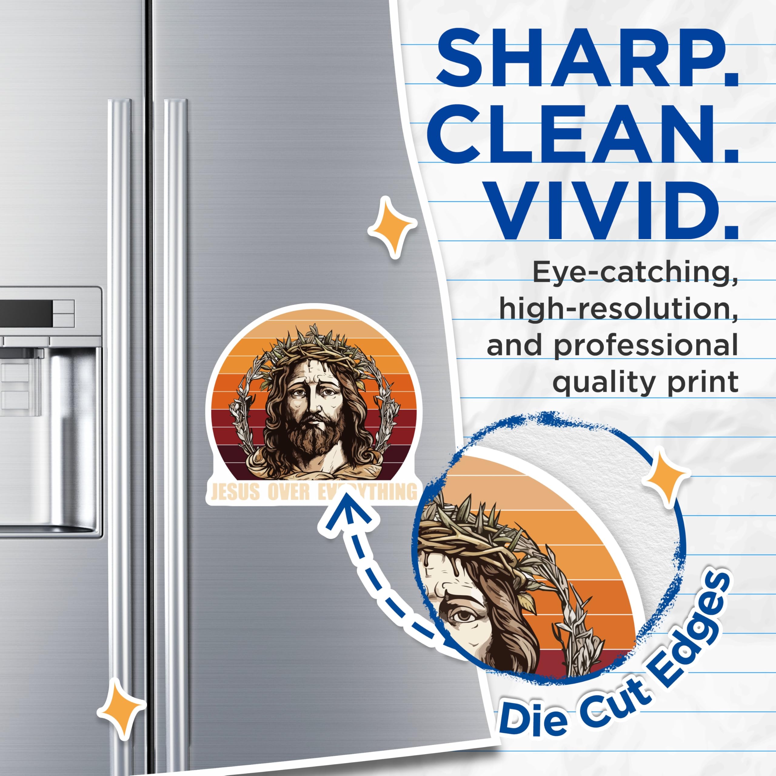 (2 Pack) Jesus Magnets - Christian Faith Decor - Inspirational Crown of Thorns Fridge Magnets - 5 Inches On Longest Side - Thick Durable Magnet - Made in USA - MAG26299
