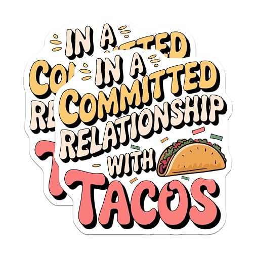 (2 Pack) in A Committed Relationship with Tacos Magnets - Taco Lovers Home Decor - Fun and Whimsical Kitchen Accessories - 5" On Longest Side - for Cars, Fridges, Toolboxes - Made in USA - MAG5639