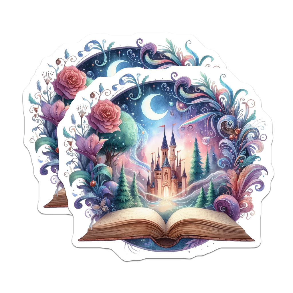 (2 Pack) Storybook Castle Magnets - Fairytale Art Decor - Book Lover Reading Accessory - 5 Inches On Longest Side - Thick Durable Magnet - Made in USA - MAG37224
