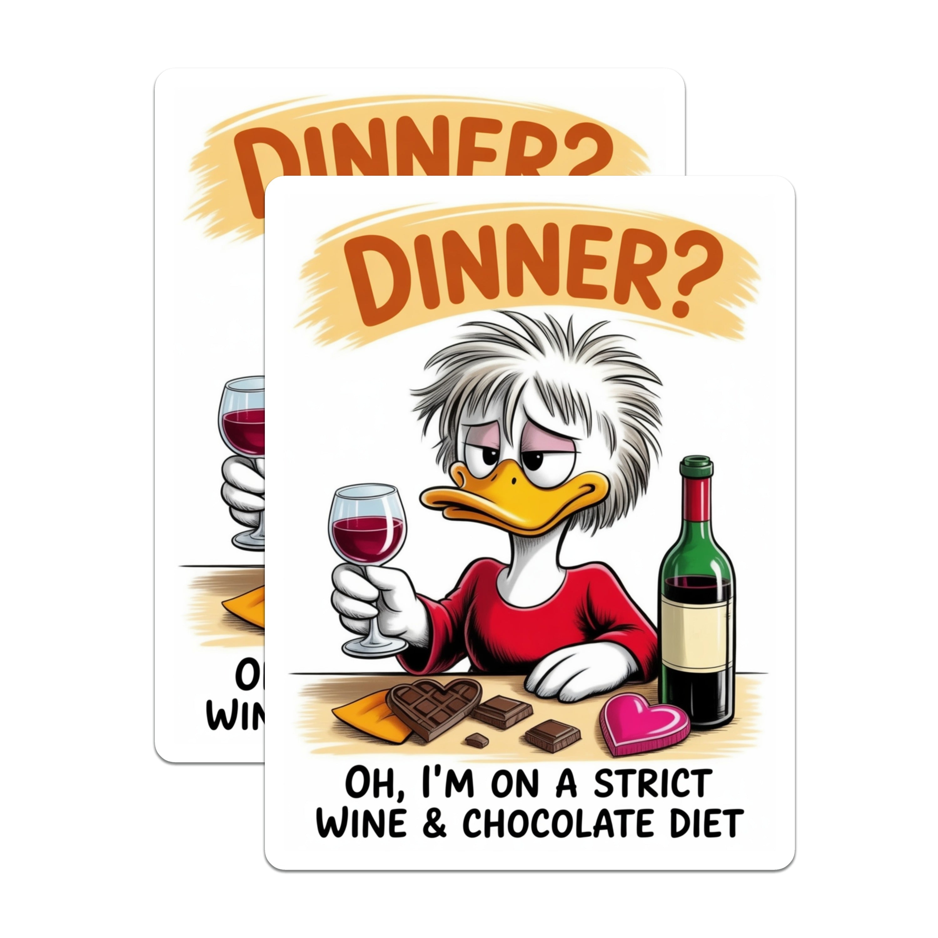 (2 Pack) Wine Lover Magnets - Funny Chocolate Diet Refrigerator Decor - Sarcastic Kitchen Accessory - 5 Inches On Longest Side - Thick Durable Magnet - Made in USA - MAG37604