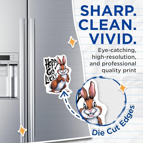 (2 Pack) Hoppy Go Lucky Magnets - Cute Rabbit Magnets - Positive Quote Magnets - 5" On Longest Side - for Cars, Fridges, Toolboxes - Made in USA - MAG4267