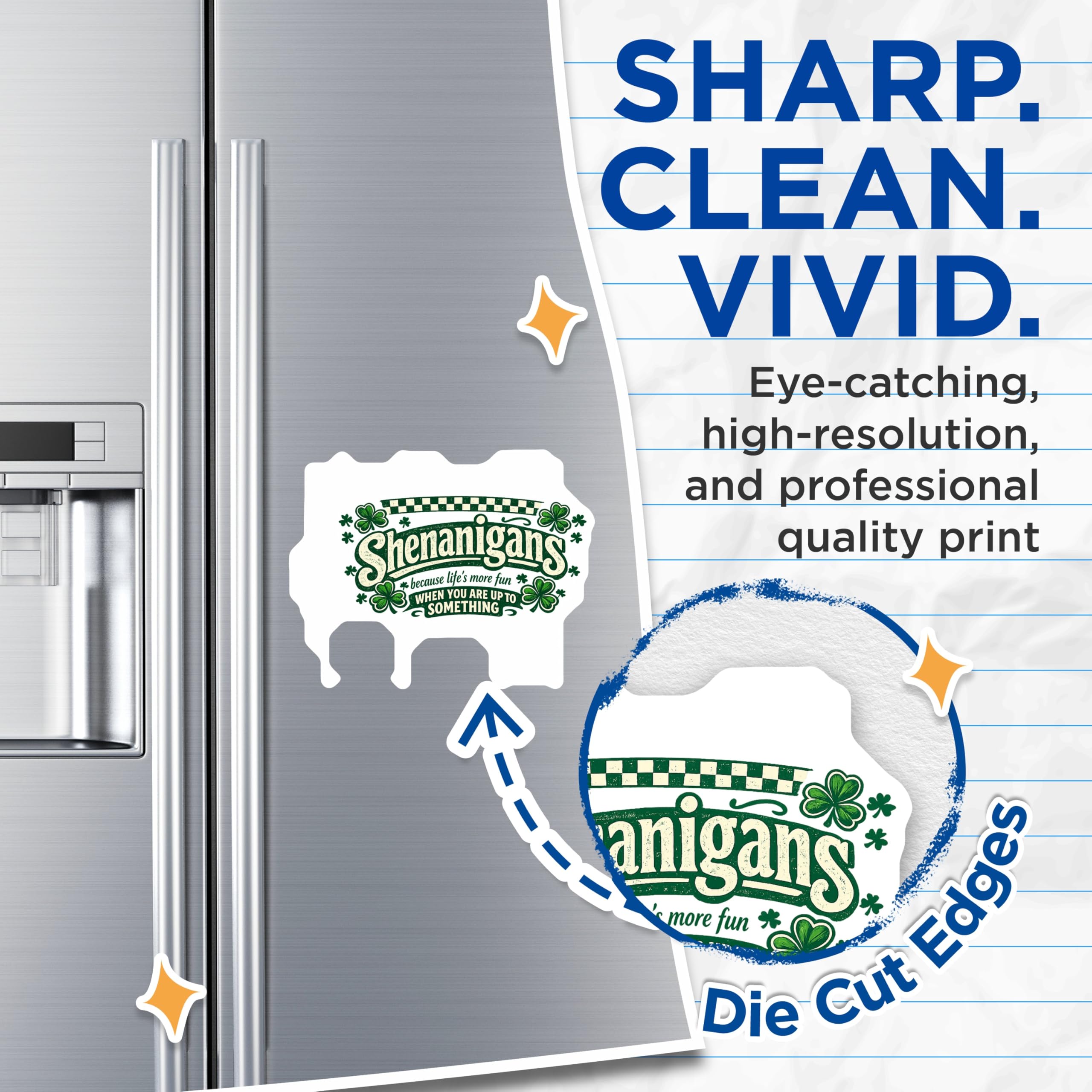 (2 Pack) Shenanigans Magnets - St Patricks Day Irish Luck Decor - Funny Quote Kitchen Refrigerator - 5 Inches On Longest Side - Thick Durable Magnet - Made in USA - MAG21469