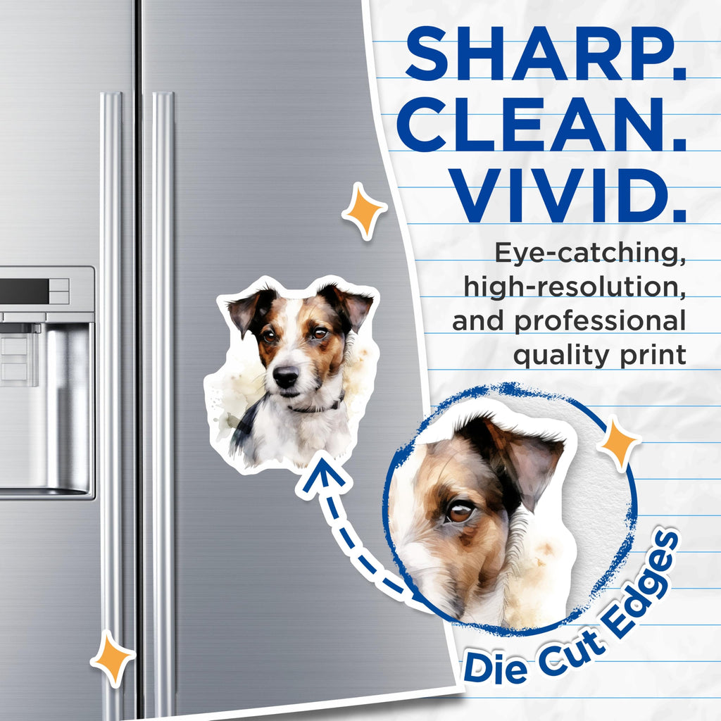 (2 Pack) Jack Russell Dog Magnets - Watercolor Art Dog Lover Kitchen Decor - Pet Owner Fridge Accents - 5 Inches On Longest Side - Thick Durable Magnet - Made in USA - MAG28284